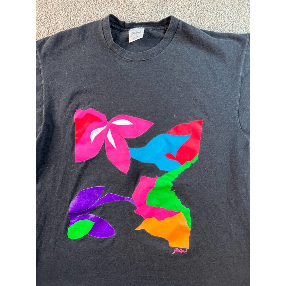 VINTAGE Gilda Marx Shirt Womens One Size Black Multicolor Art Work Single Stitch